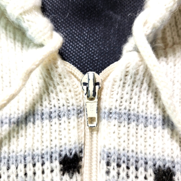 KITTY HAWK Knit Fair Isle Mohair Blend VTG Zip Hooded Sweater - Picture 9 of 12
